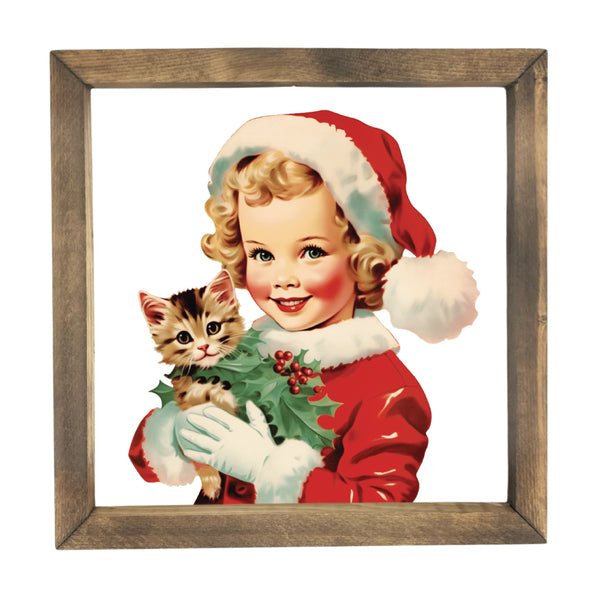 Little Santa with Kitten <br>Framed Print