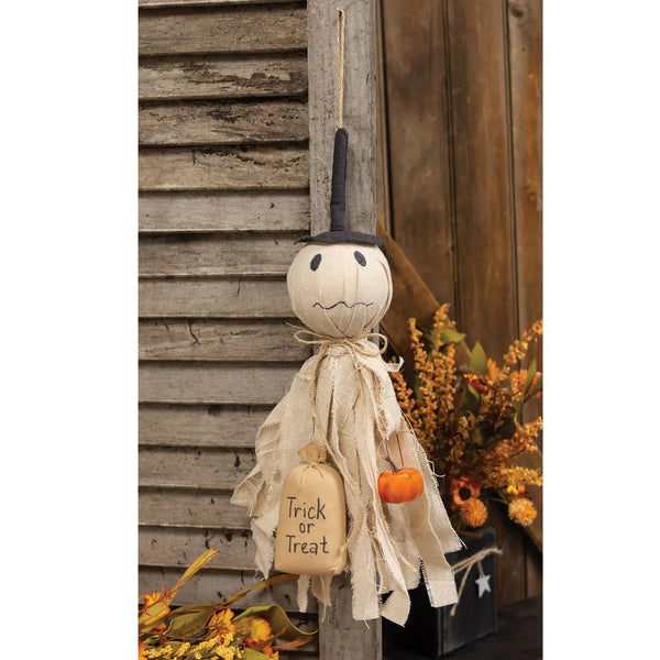 Trick or Treat Ghost Hanger with Pumpkin