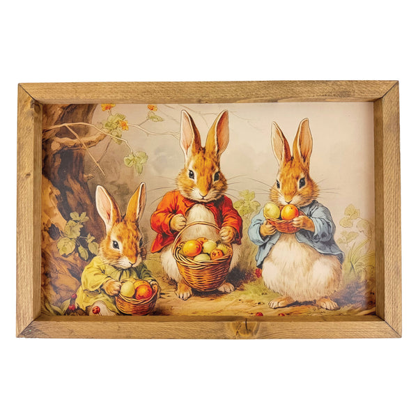 Three Bunnies with Baskets <br>Framed Art