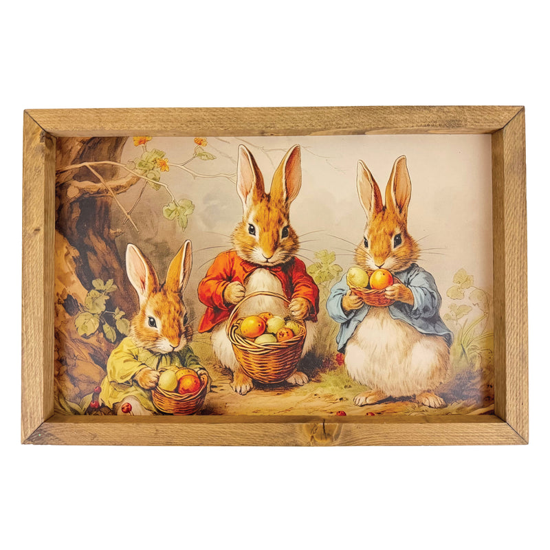 Three Bunnies with Baskets <br>Framed Art