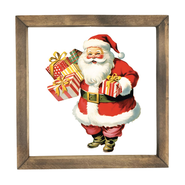 Vintage Santa with Gifts <br>Framed Print