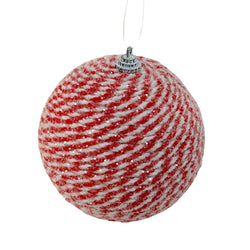 Frosted Peppermint Twine Ball Ornament