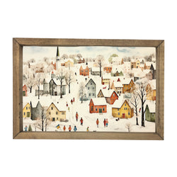 Snowy Hillside Village <br>Framed Art