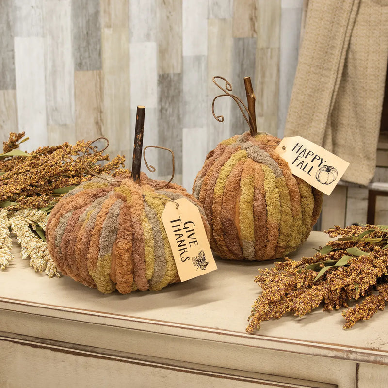 Harvest Chenille Give Thanks Pumpkins