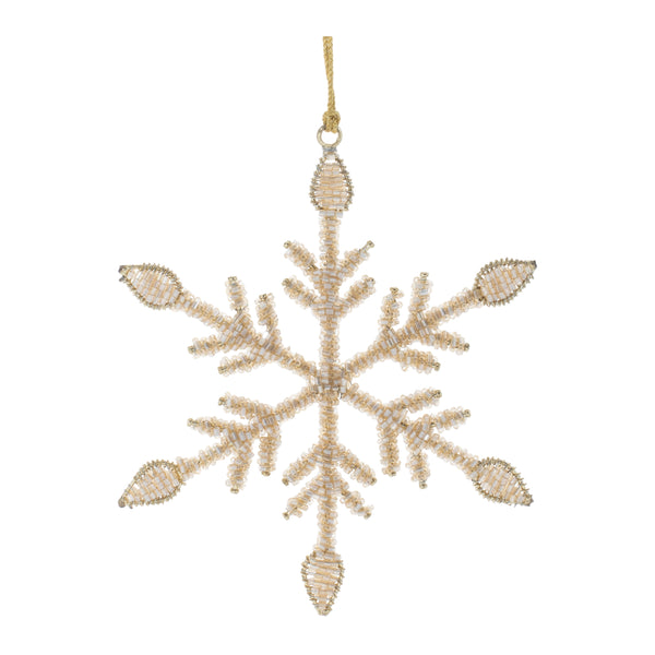 Snowflake Ornament 6”H Iron/Glass Beads