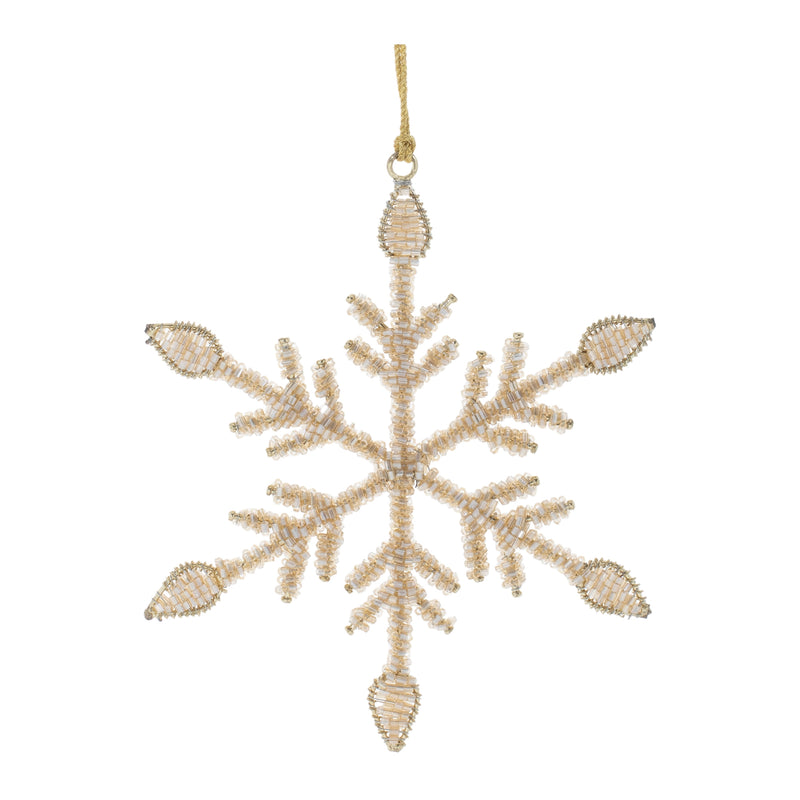 Snowflake Ornament 6”H Iron/Glass Beads