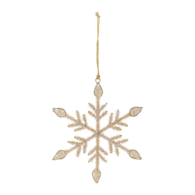 Snowflake Ornament 6”H Iron/Glass Beads