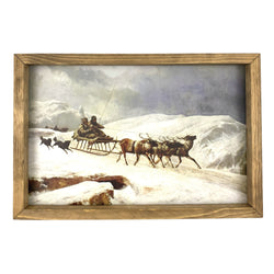 A Brisk Reindeer Sleigh Ride <br>Framed Print