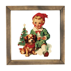 Little Elf with Puppy <br>Framed Print