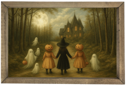 Witch and Pumpkins Trick or Treating
