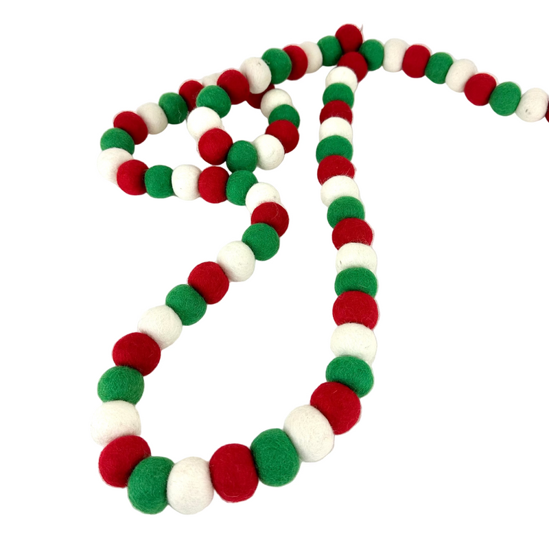 Felt Red/white/green Ball Garland