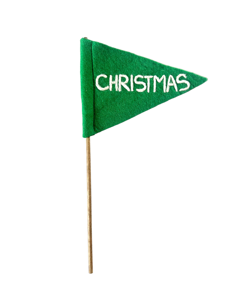 Christmas Green Felt Flag