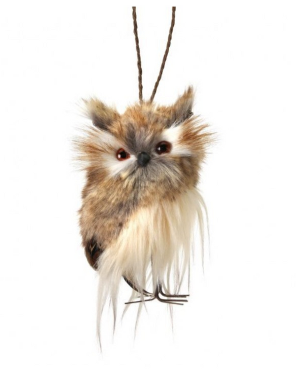 Brown Furred Owl Ornament