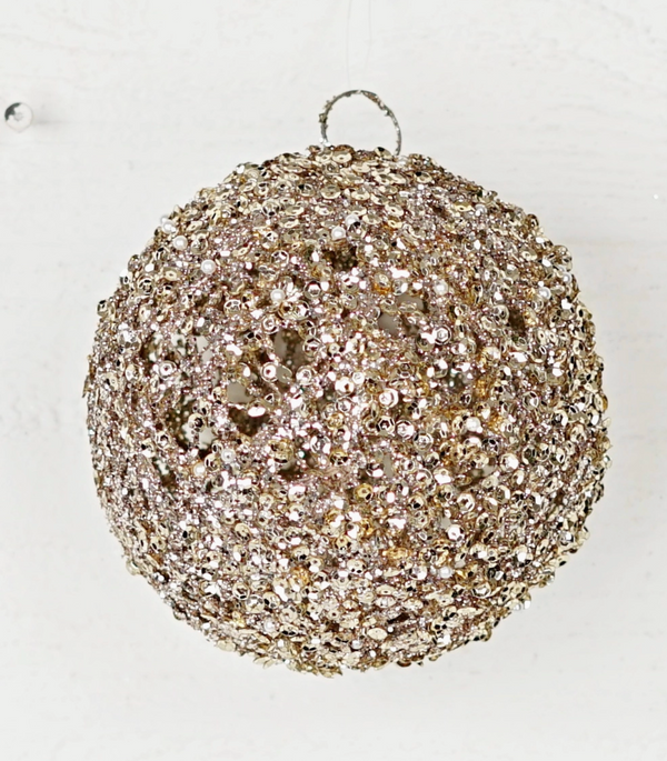 Metalic Gold Glittered Ball Ornament
