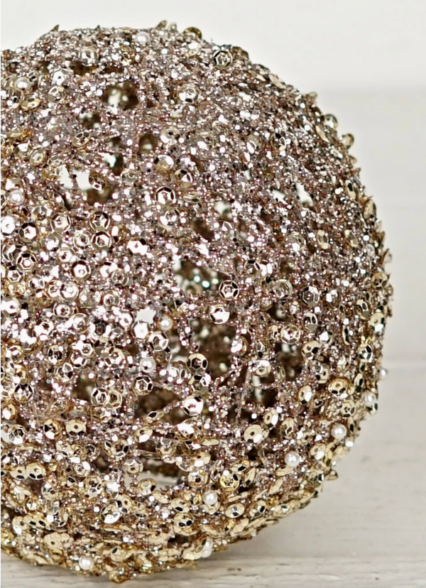 Metalic Gold Glittered Ball Ornament