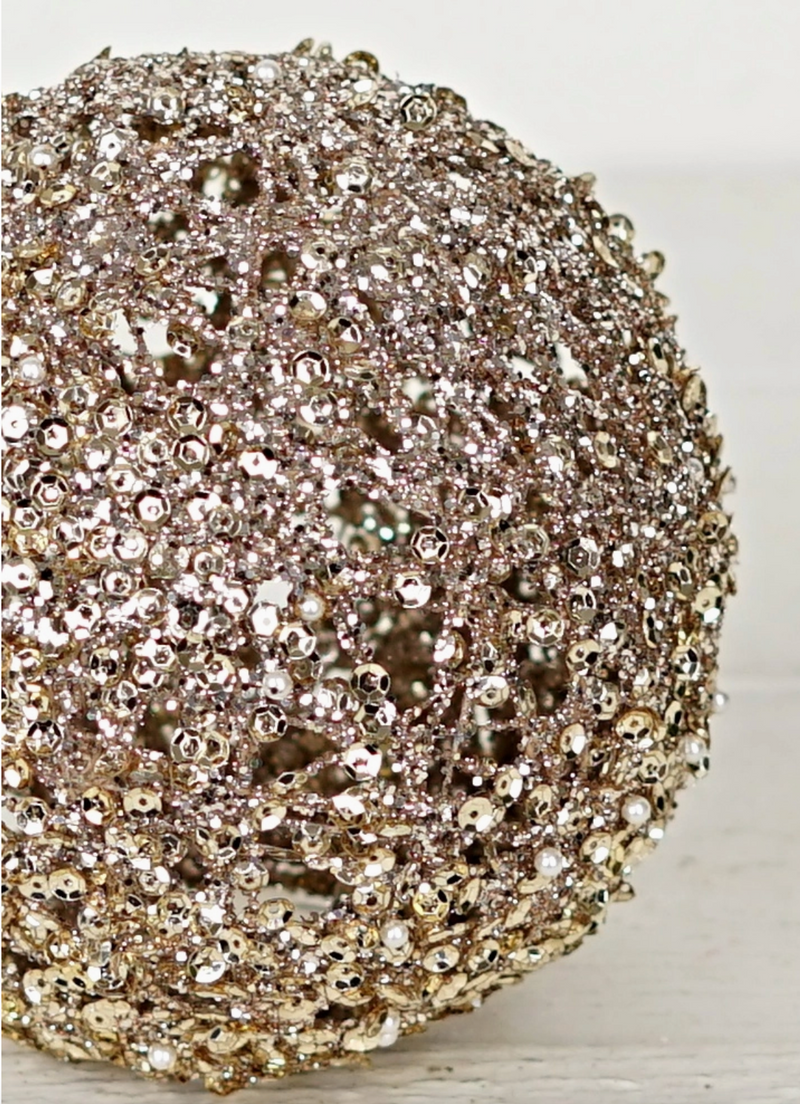 Metalic Gold Glittered Ball Ornament