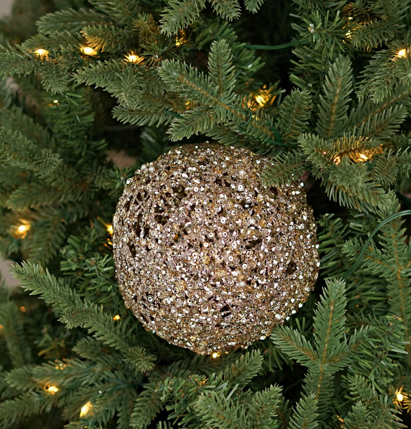 Metalic Gold Glittered Ball Ornament