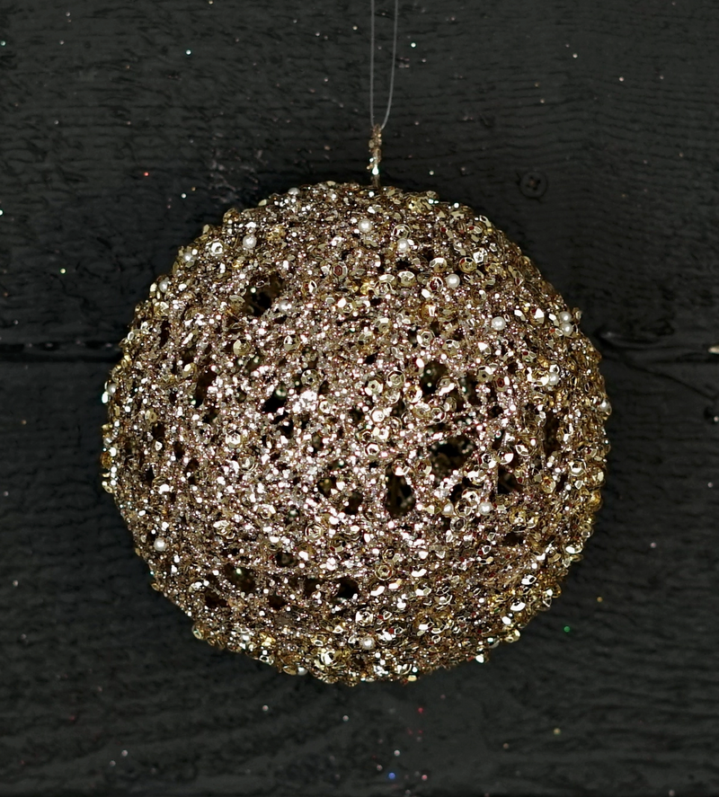 Metalic Gold Glittered Ball Ornament