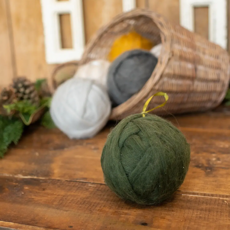 Hunter Green Yarn Ornament