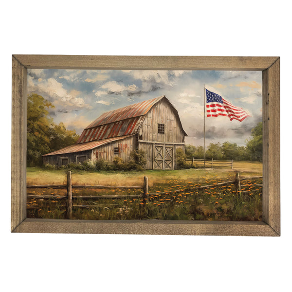 Barn with Flag 2 <br>Framed Art