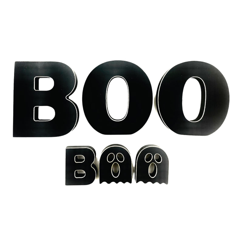 Boo Wood Word with Ghosts