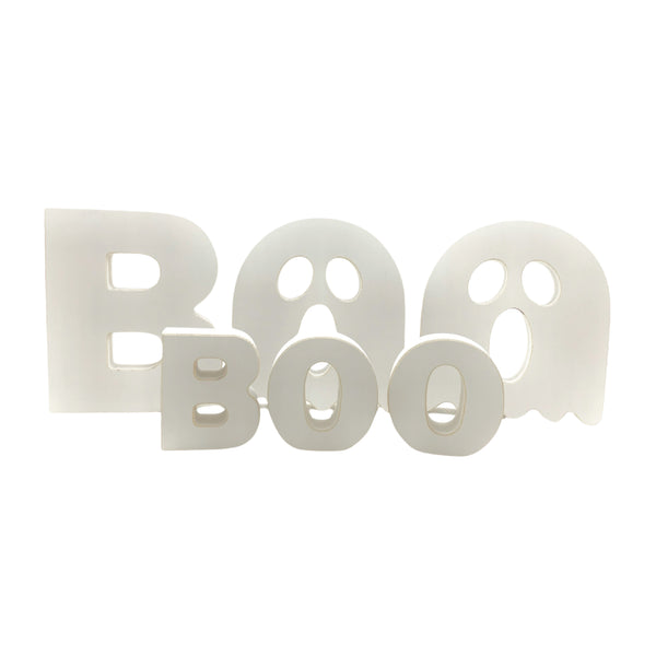 Boo Wood Word with Ghosts