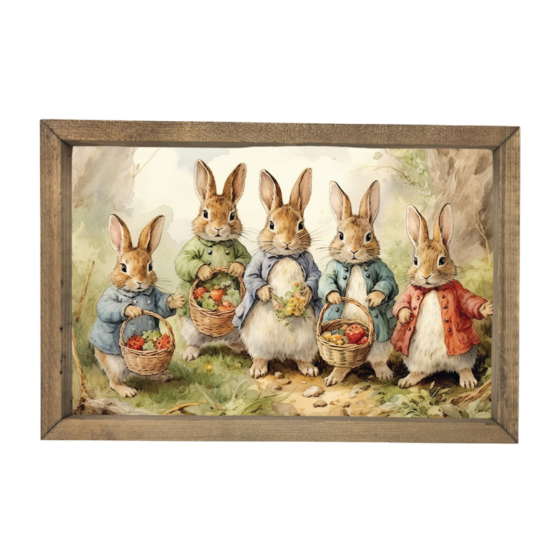 Bunnies Gathering Vegetables <br>Framed Art