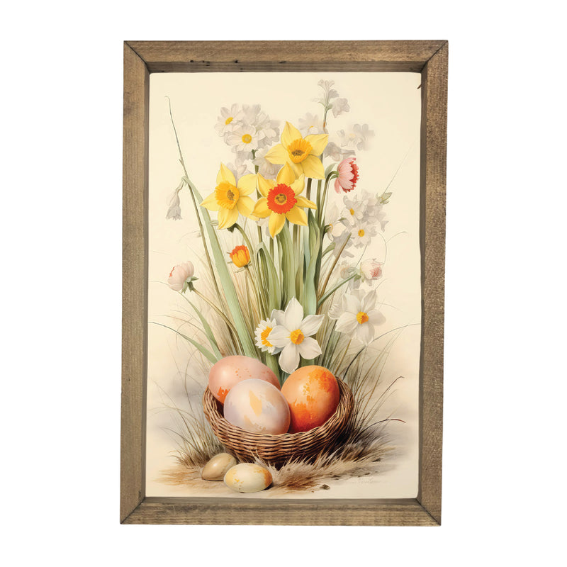 Spring Flowers with Eggs <br>Framed Art