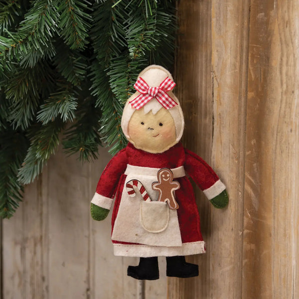 Stuffed Felt Mrs. Claus Ornament