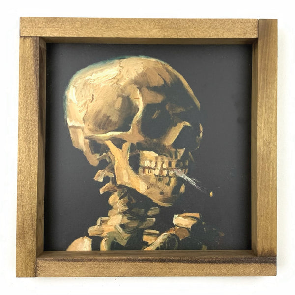 Skull of a Skeleton with Burning Cigarette <br>Framed Art