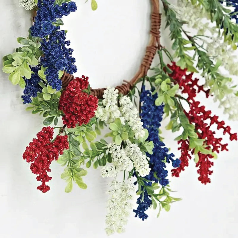 Patriotic Wreath with Boxwood