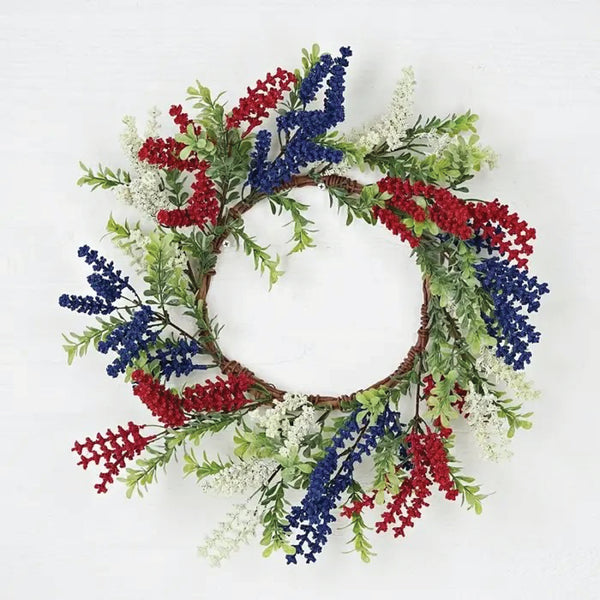 Patriotic Wreath with Boxwood