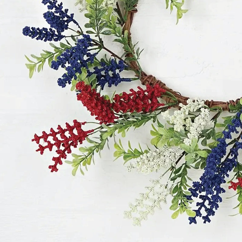 Patriotic Wreath with Boxwood