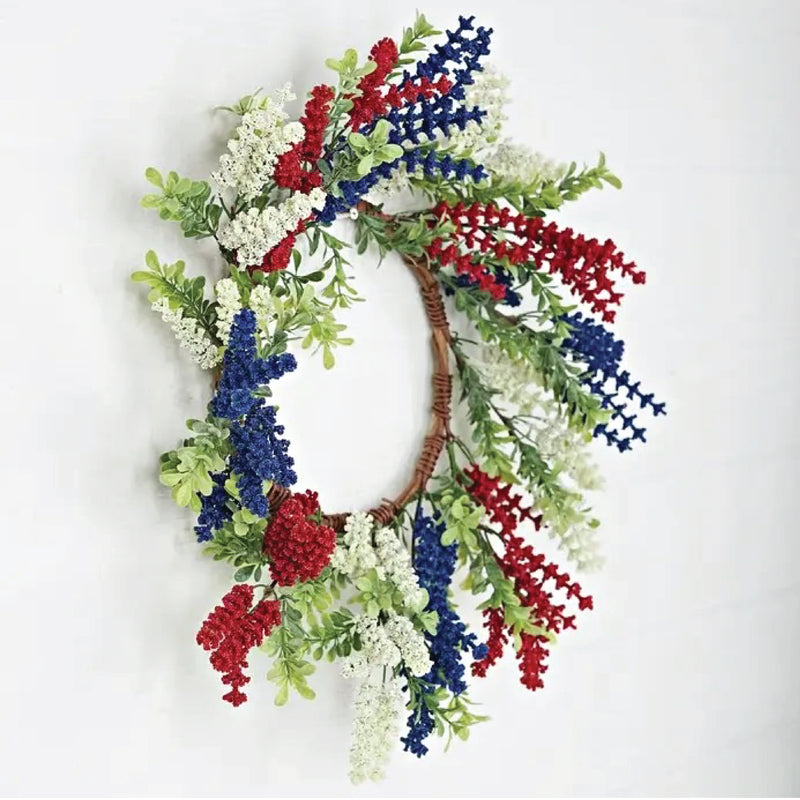 Patriotic Wreath with Boxwood
