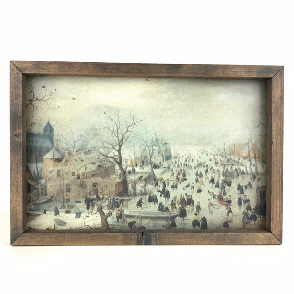 *SALE!* Winter Landscape with Ice Skaters <br>Framed Print