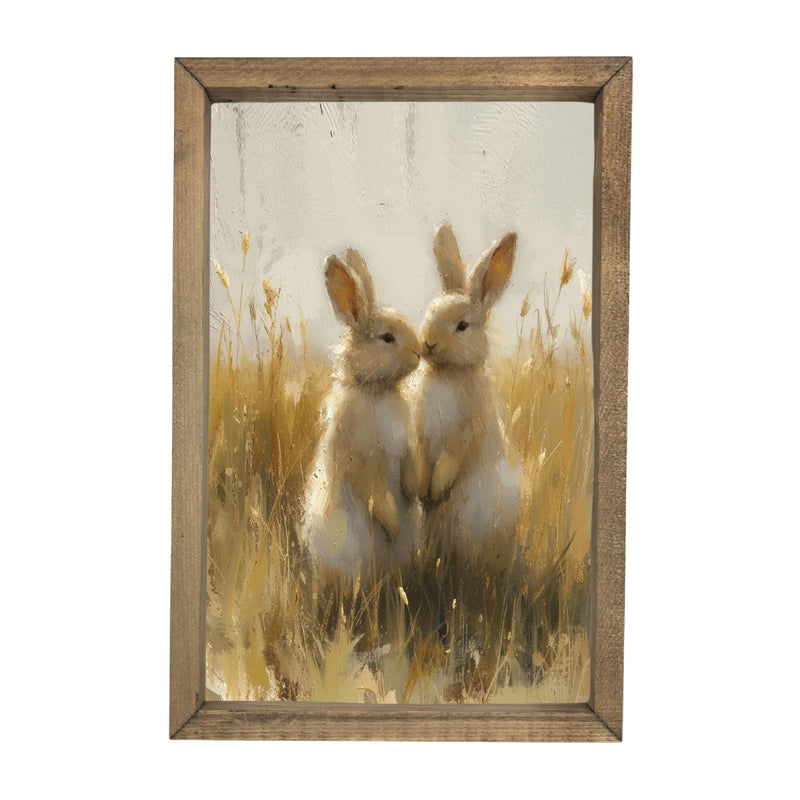 Two Bunnies in Field <br>Framed Art