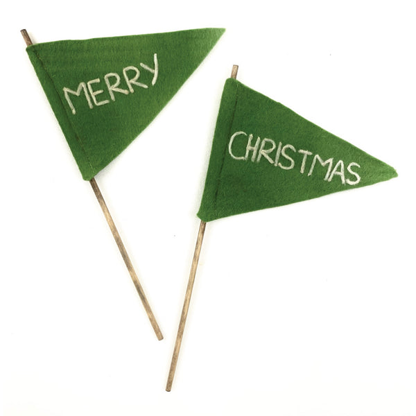 Green Merry Felt Flag