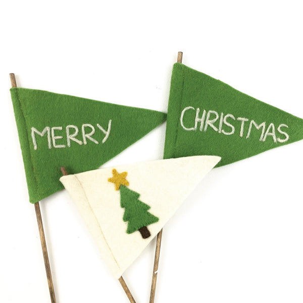 Green Christmas Felt Flag