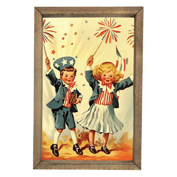 Vintage Patriotic Kids <br>Framed Art