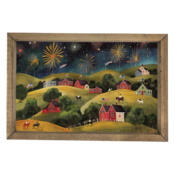 Rolling Hills with Fireworks <br>Framed Art