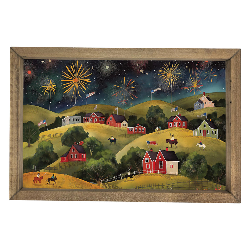 Rolling Hills with Fireworks <br>Framed Art