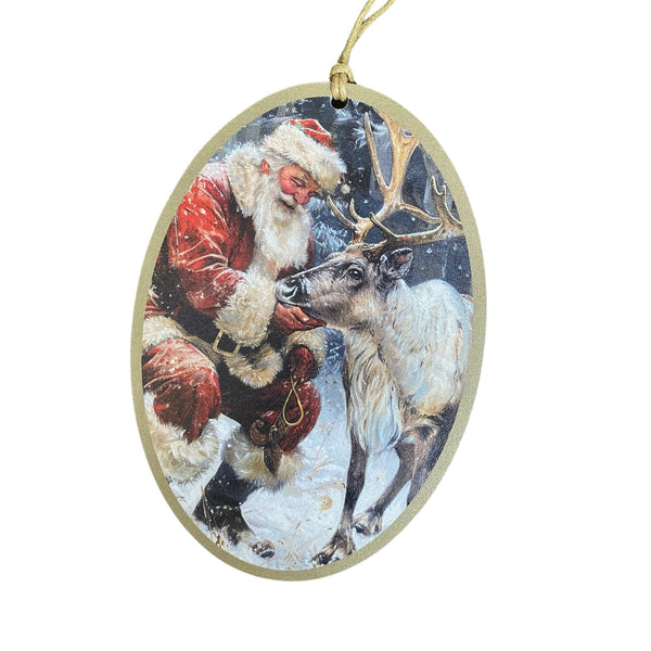 Santa with Reindeer Ornament