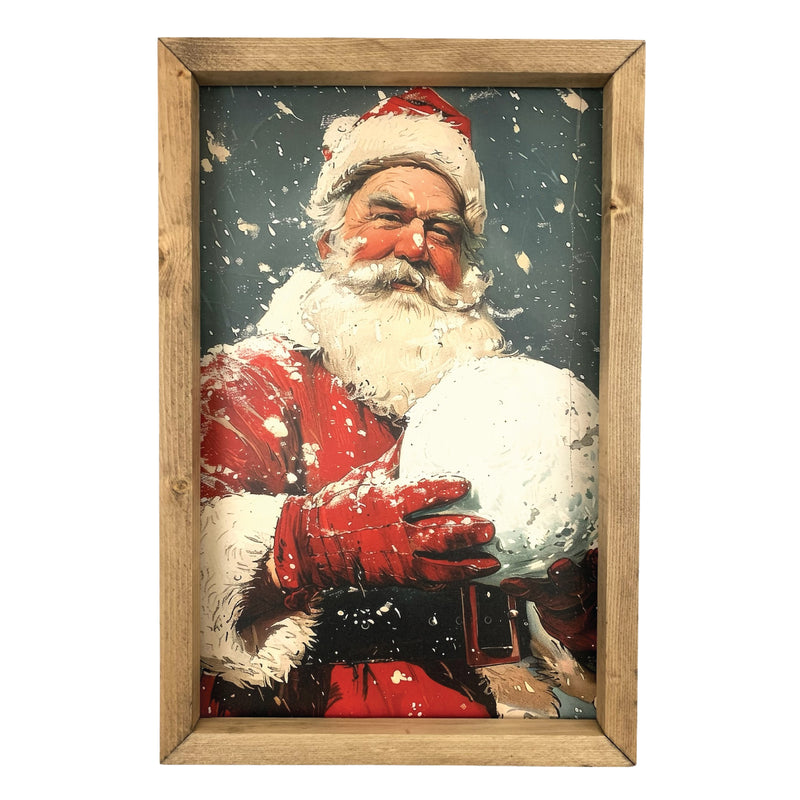 Snowball Fight Santa <br>Framed Print