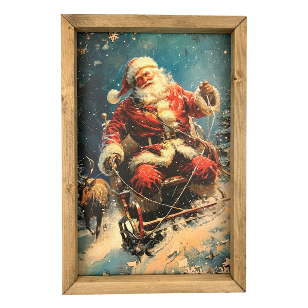 Santa in Sleigh <br>Framed Print