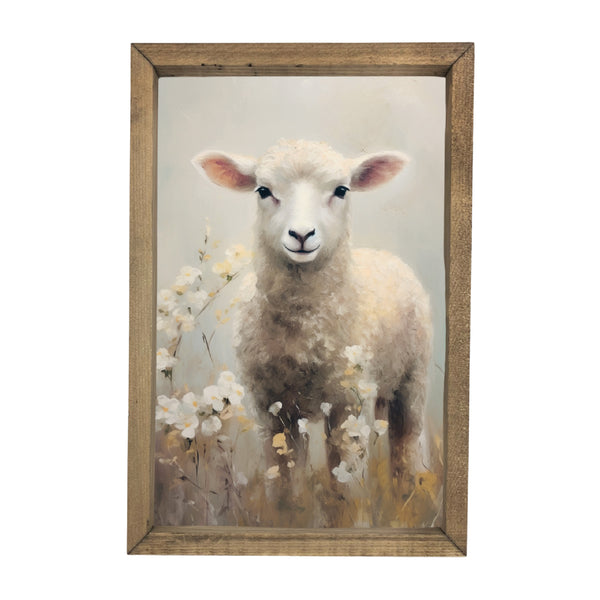 Lamb in Flowers <br>Framed Art