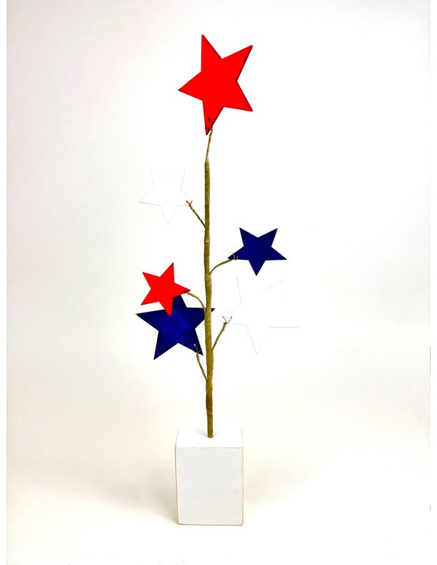 Red White Blue Wood Stars Spray