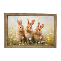 Three Bunnies in Flowers <br>Framed Art