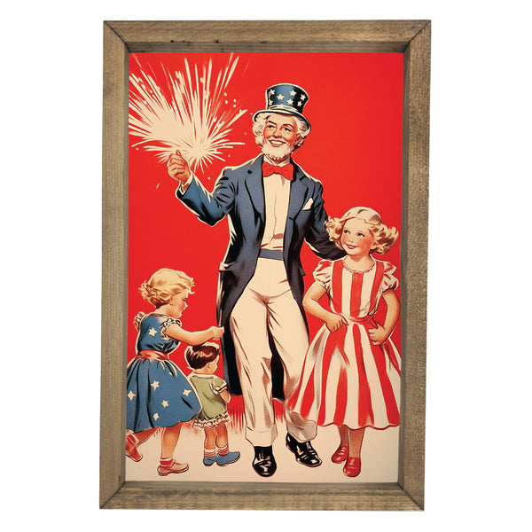 Uncle Sam with Kids <br>Framed Art