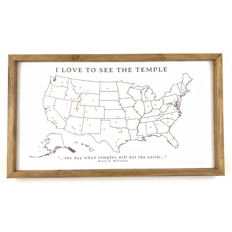 LDS Temple US Map Pinboard