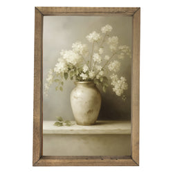 White Flowers in Vase <br>Framed Art